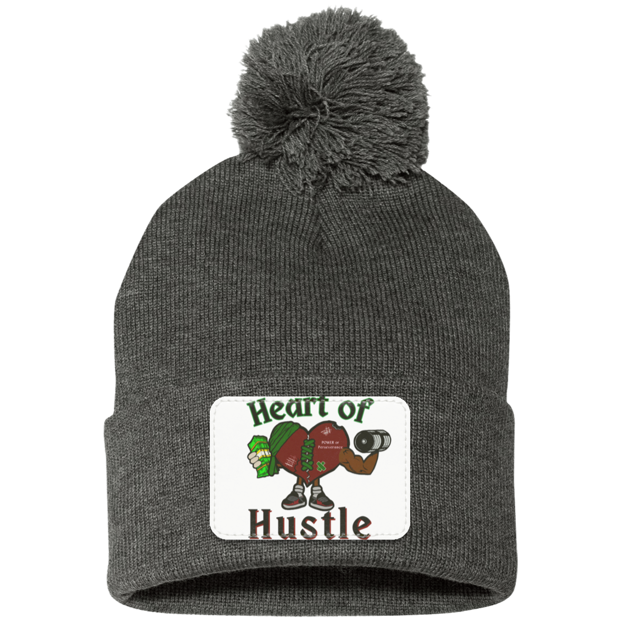 Heart of Hustle: Power of Perservence Pom Pom Knit Beanie