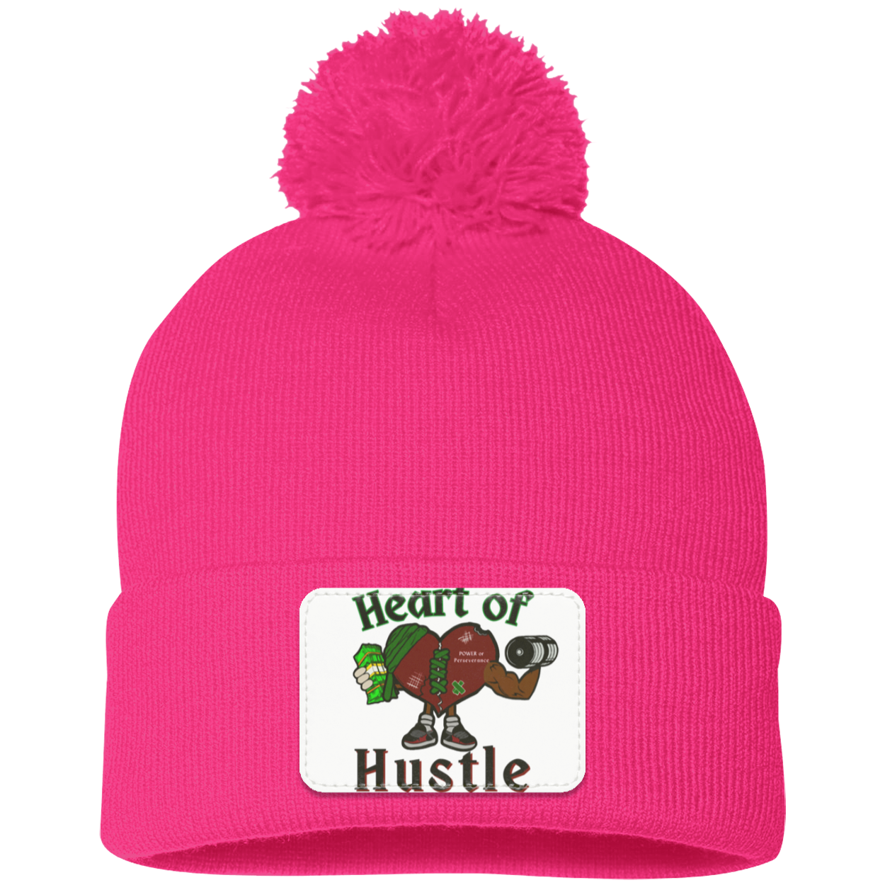 Heart of Hustle: Power of Perservence Pom Pom Knit Beanie